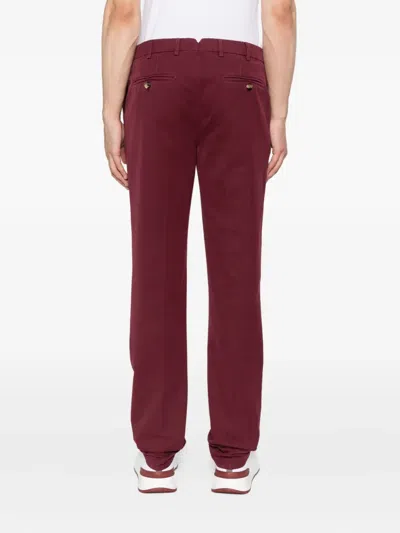 Brunello Cucinelli Cotton Chino Trousers In Burgundy