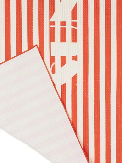Sunnei Striped Waffle Towel In Red