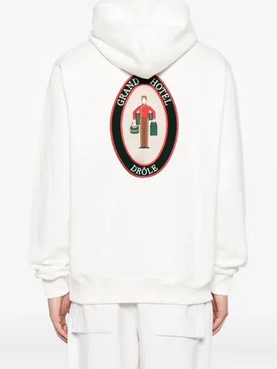 Drôle De Monsieur Le Groom Embroidered Logo Hoodie In White