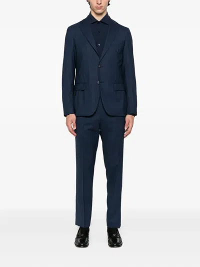 Barba Napoli Long-sleeve Button-down Shirt In Blue