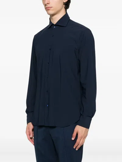 Barba Napoli Long-sleeve Button-down Shirt In Blue