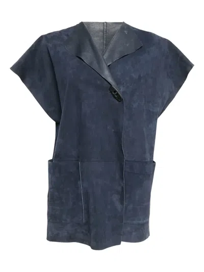 Pre-owned Carolina Herrera  Suede Jacket In Blue