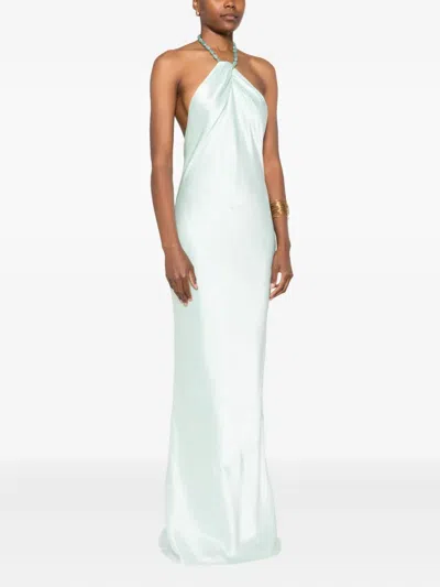 Retroféte Anat Beaded Halter Dress In Blue