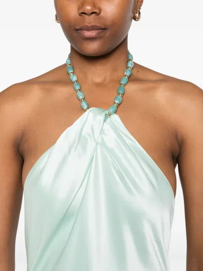 Retroféte Anat Beaded Halter Dress In Blue