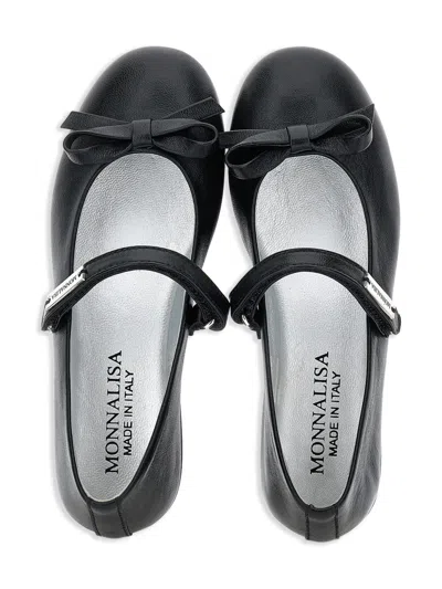 Monnalisa Bow-detail Ballet Flats In Black