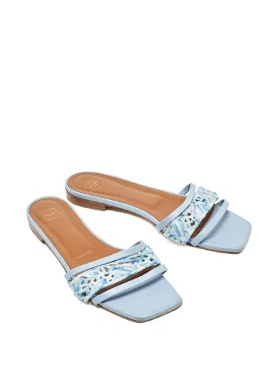 Pre-owned Malone Souliers 2024 Macramé Slides In Blue