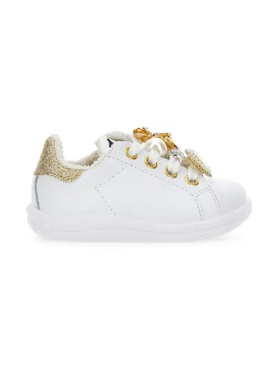 Monnalisa Decorative Lace-up Sneakers In White