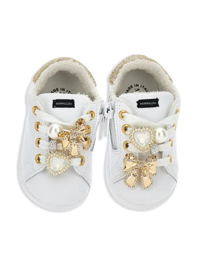 Monnalisa Decorative Lace-up Sneakers In White