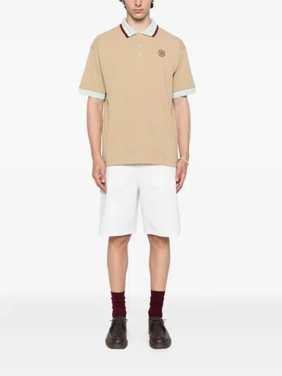 Drôle De Monsieur Logo-embroidered Polo Shirt In Neutral