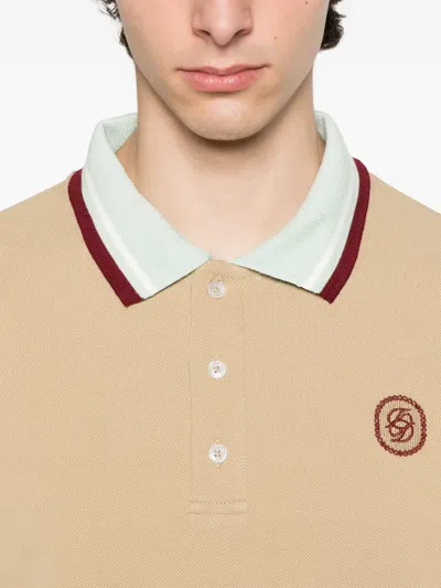 Drôle De Monsieur Logo-embroidered Polo Shirt In Neutral