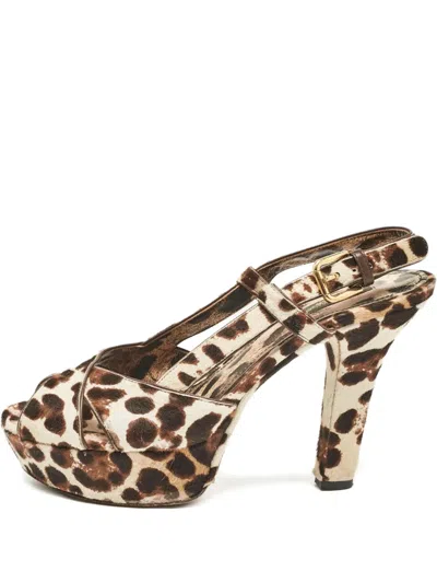 Pre-owned Dolce & Gabbana 120mm Leopard-print Platform Sandals