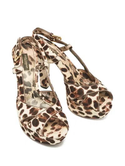 Pre-owned Dolce & Gabbana 120mm Leopard-print Platform Sandals