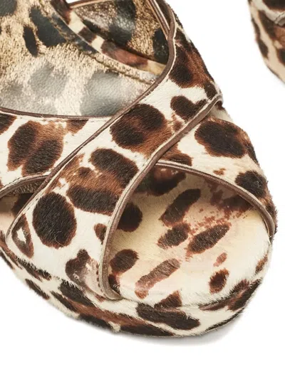 Pre-owned Dolce & Gabbana 120mm Leopard-print Platform Sandals