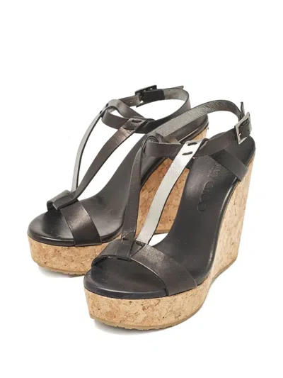 Pre-owned Jimmy Choo 110mm Leather Heeled Sandals In Black