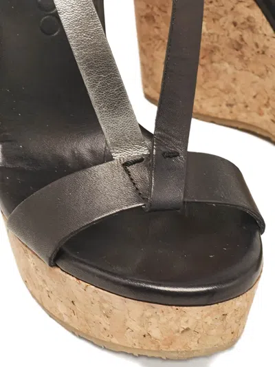 Pre-owned Jimmy Choo 110mm Leather Heeled Sandals In Black