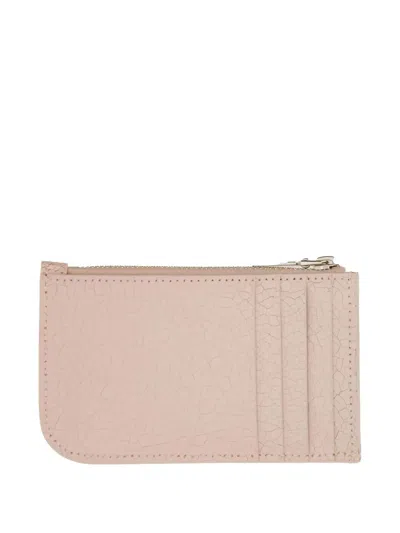 Alexander Mcqueen Cracked-leather Zip-around Wallet In Pink