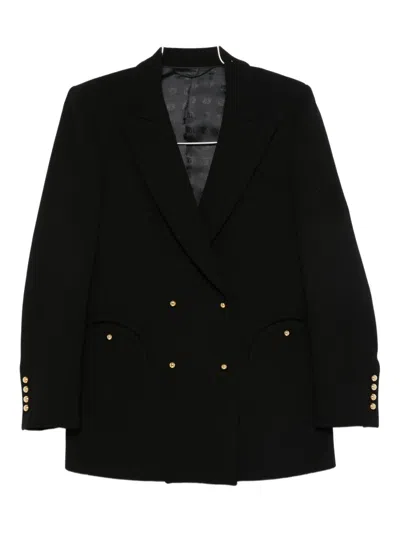 Blazé Milano Double-breasted V-neck Blazer In Black