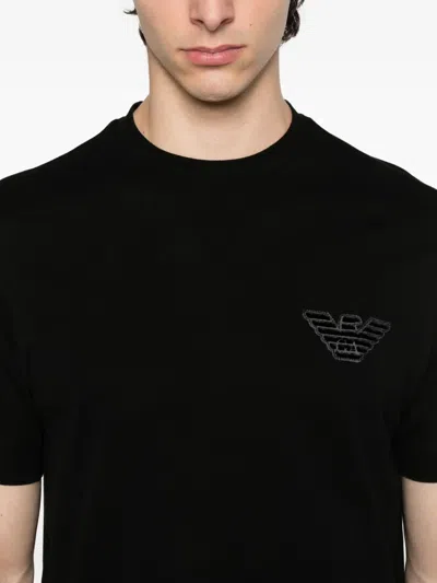Emporio Armani Eagle-emblem Cotton T-shirt In Black