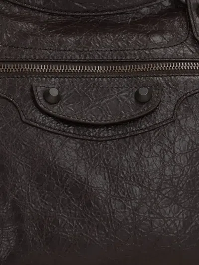 Balenciaga Le City Stud-embellished Leather Tote Bag In Brown