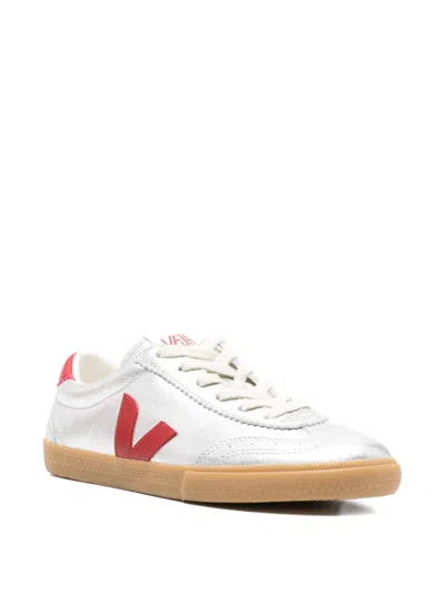 Veja Volley Leather Sneaker In Silver Pepper In Silver