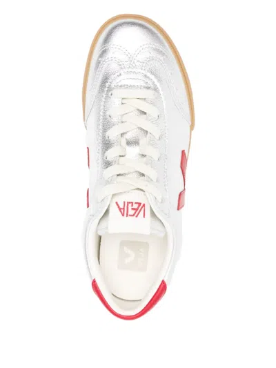Veja Volley Leather Sneaker In Silver Pepper In Silver