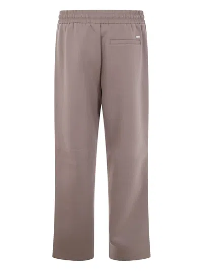 Michael Kors Elastic-waistband Cotton Trousers In Gray