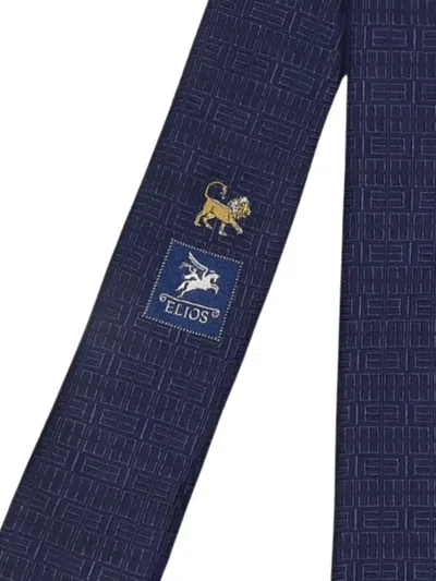 Elios Milano Leo-embellished Geometric-pattern Tie In Blue