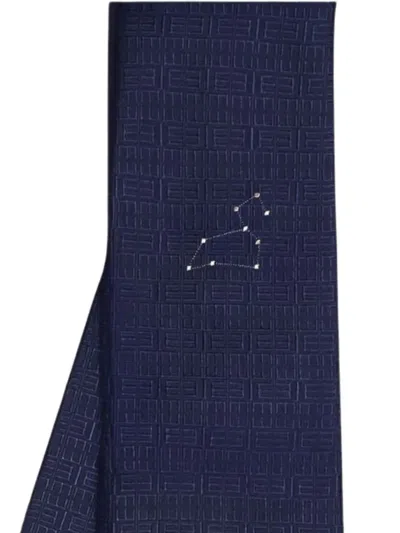 Elios Milano Leo-embellished Geometric-pattern Tie In Blue