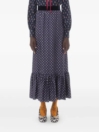 Valentino Pois Midi Skirt In Blue