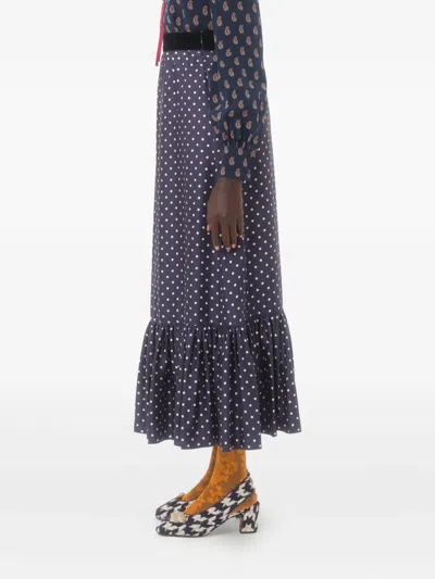 Valentino Pois Midi Skirt In Blue