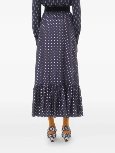 Valentino Pois Midi Skirt In Blue