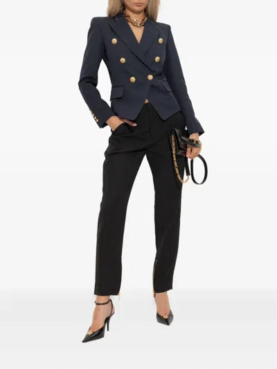 Balmain Structured Double-breasted Blazer Peak Lapels In Blue