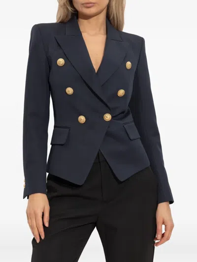 Balmain Structured Double-breasted Blazer Peak Lapels In Blue