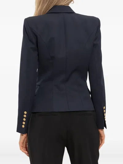 Balmain Structured Double-breasted Blazer Peak Lapels In Blue