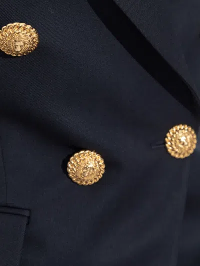 Balmain Structured Double-breasted Blazer Peak Lapels In Blue