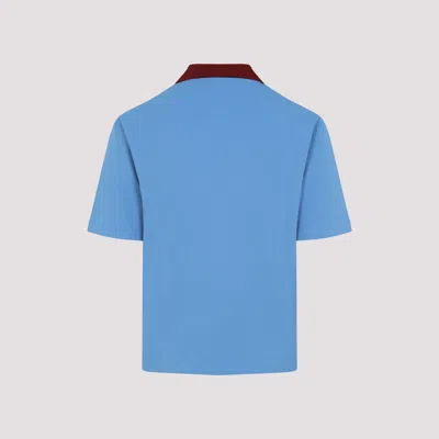 Marni Polo In Piquet Blu Con Colletto A Contrasto