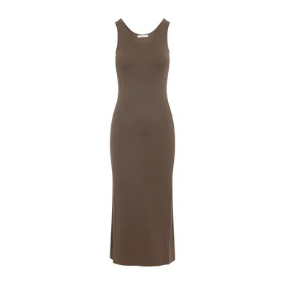 Max Mara Aceri Knit Long Dress In Brown