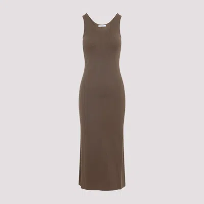 Max Mara Aceri Knit Long Dress In Brown