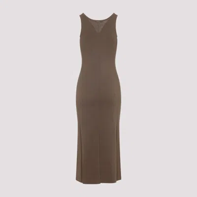Max Mara Aceri Knit Long Dress In Brown