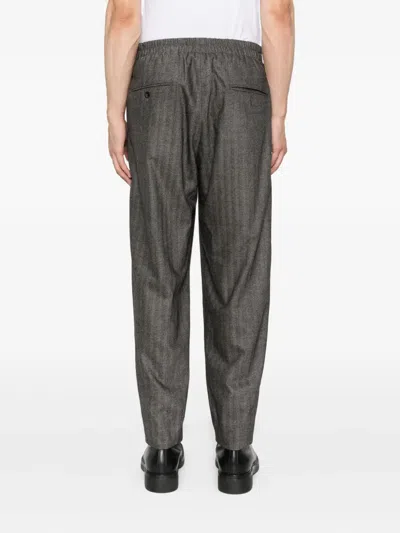 Giorgio Armani Chevron Virgin-wool And Cashmere Single-pleat Trousers In Gray