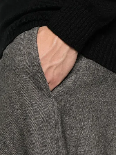 Giorgio Armani Chevron Virgin-wool And Cashmere Single-pleat Trousers In Gray