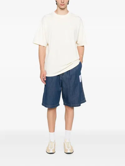 Miharayasuhiro Elasticate-waist Patch-pocket Shorts In Blue