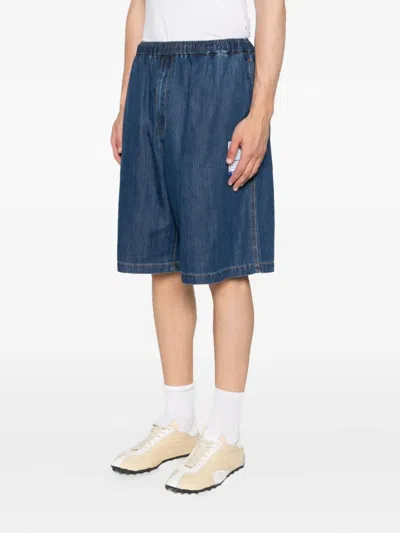 Miharayasuhiro Elasticate-waist Patch-pocket Shorts In Blue