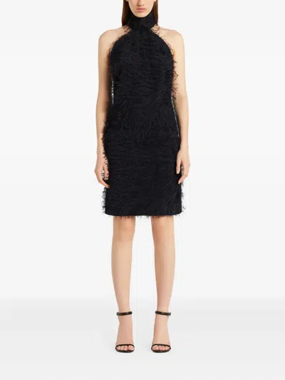 Courrèges Form-fitting Halter Neck Knee-length Dress In Black