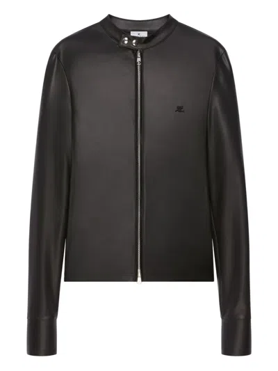 Courrèges Zip-up Biker Jacket In Black
