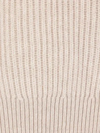 Brunello Cucinelli Ribbed Embellished-cuff Sweater In Neutral