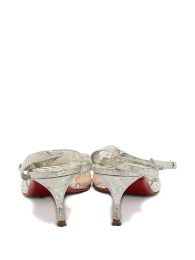 Pre-owned Christian Louboutin 60mm Crystal-embellished Pumps In White