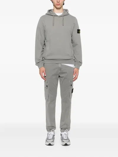 Stone Island Cargo Trousers With Patch Pockets In Gray