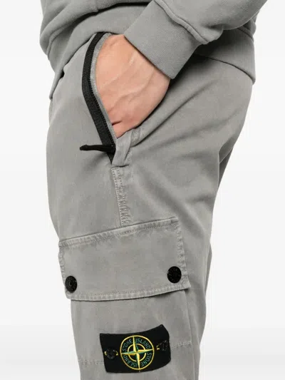 Stone Island Cargo Trousers With Patch Pockets In Gray