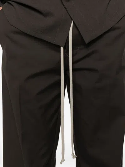 Rick Owens Drawstring-cuffed Trousers In Brown